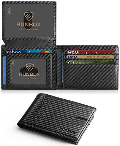 RUNBOX Wallet for Men -Slim Rfid Leather Mens Bifold Novelty Wallets 2 ID Window With Gift Box Men's Accessories by RUNBOX