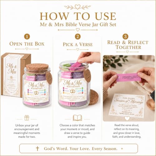 Mr and Mrs Bible Verse Jar, Christian Wedding Gifts for Couples, Gifts for Couple - Image 5