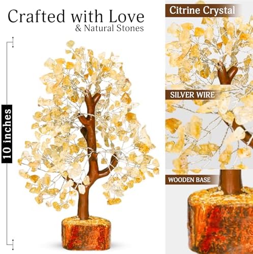 YATSKIA Citrine Crystal Tree | Natural Crystal Money Tree Desk Decor | Crystal Tree of Life | Shelf Decor for Bedroom | Birthday Gifts for Women | 10 Inch 300 Beads - Image 2
