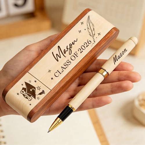 EDSG Personalized Ballpoint Pens Graduation Gifts, Wooden Ballpoint Pen Set with Pen Case Display, Engraved Pens Class of 2026 Gifts for Daughter Son Him Her High School College (Design 1) - Image 5