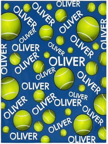 Personalized Baby Blankets for Girls Boys, Custom Baby Blanket with Name Swaddle Toddler Fleece Blanket Personalized Gift Tennis Text by RIRIX