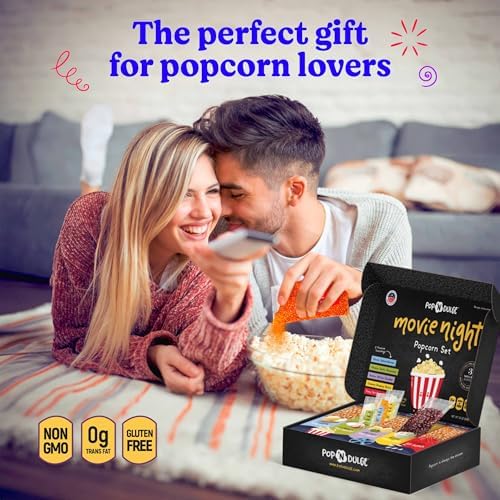 Pop n' Dulge Popcorn Movie Night Supplies 16 pcs Gift Set, 5 Gourmet Popcorn Kernels, 5 Seasoning Variety Packs Non-GMO Kosher Snacks, Great Housewarming Family Date Night Gifts Basket Ideas For Him Her - Image 3