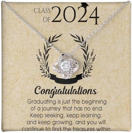 VIRAGIL 2023 Graduation Gifts for Her, Class of 2024 Love Knot Sterling Silver Pendant Necklace Senior College Graduation Jewelry Gifts for Girl Daughter by VIRAGIL