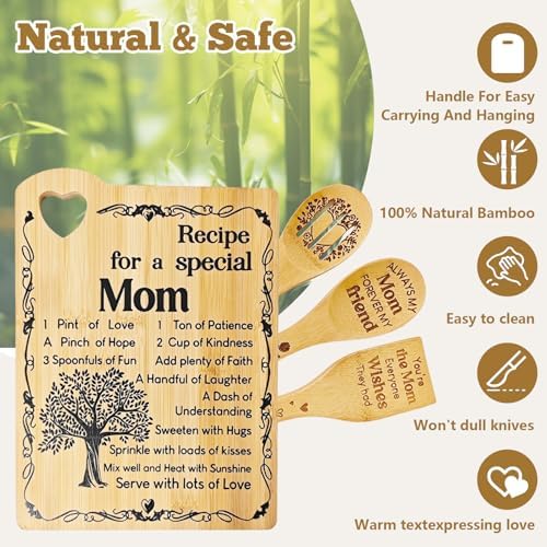 Mom Birthday Gifts - "Recipe for a Special Mom" Cutting Board Set(Heart Ed) - Image 5