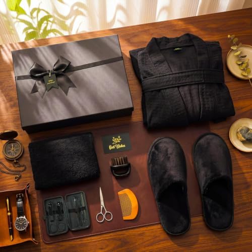 Hercicy 9 Pack Birthday Gifts for Men, Dad Beard Care Set,Black,Waffle - Image 6