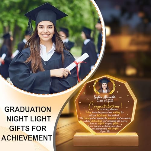 Hyturtle Personalized Graduation Night Light - Custom Night Light with Picture - Senior 2026 Graduation Gifts Her Him - Graduation Plaque Inspirational College Grad Gifts for Daughter from Mom - Image 3