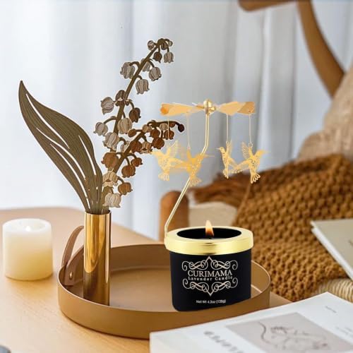 Curimama Lavender Soy Candle with Rotating Hummingbird - Image 4
