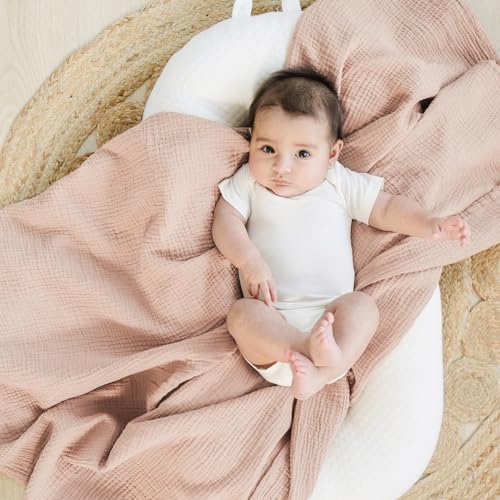 Konssy Muslin Swaddle Blankets, 100% Cotton Receiving Blankets, 47"x 47" - Image 2