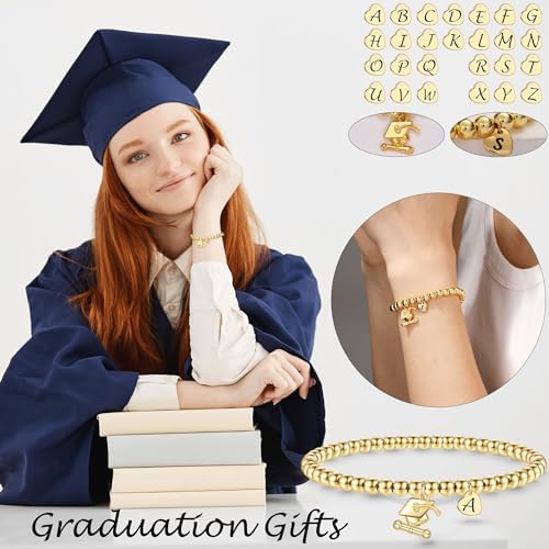 2026 Graduation Gifts, Graduation Gift for Her High School College Graduation Gifts for Teen Girls 5th 8th Grade Masters Degree Grads Initial Bracelets for Women Letter A-Z Charm Bracelet Daughter Niece Granddaughter Girlfriend Jewelry - Image 2