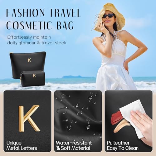 Gifts for Women Girls Personalized Initial Travel Makeup Bag - Image 3