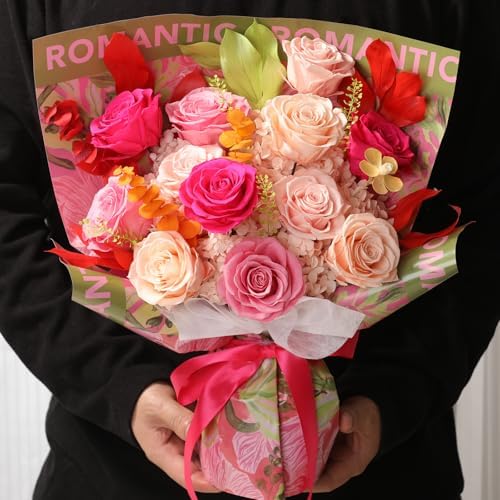 Lovenfold Flowers for Delivery Birthday Flowers Gift for Her,Preserved Flowers Bouquet 12 Roses Mixed Bouquet,Rose Gifts for Women Mom Grandma(Mixed 12 Champagne Roses) - Image 5