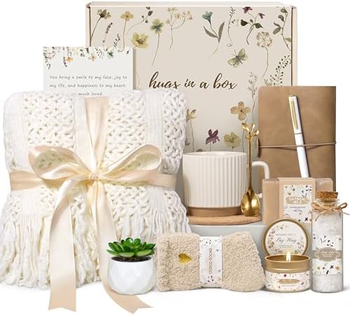Birthday Gifts for Women, Get Well Soon Self Care Package Box, Sending Hug Baskets Thinking of You Inspirational Gift for New Mom Best Friend Birthday (Ivory) by Unknown