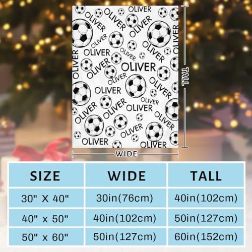 Personalized Baby Blankets for Girls Boys, Custom Baby Blanket with Name Swaddle Toddler Fleece Blanket Personalized Gift Soccer Pattern Black Text - Image 3