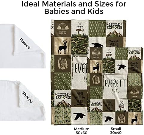 MDPrints Custom Baby Blankets for Boys, Customized Baby Boy Gifts with Name, Personalized Baby Blankets, Soft Plush Fleece (Deer 699) - Image 4