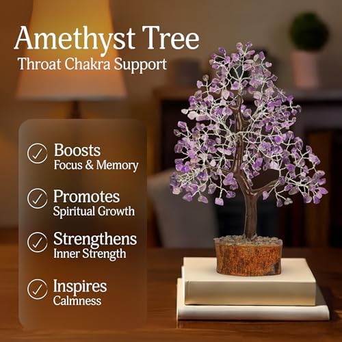 YATSKIA Amethyst Crystal Tree | Purple Gemstone Tree | Spiritual Gifts | Gemstones and Crystals | Home Decor Gifts | Birthday Gifts for Women | 10 Inch 300 Beads - Image 3
