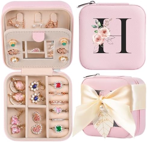 AYGXU Travel Jewelry Box for Women and Girls - Small Case With Initial A-Z - Teacher Gifts by AYGXU
