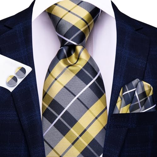 Hi-Tie Lot 5 Pcs Gift Box Mens Tie Set Necktie with Pocket Square Cufflinks Silk Neck Tie Collection - Image 5