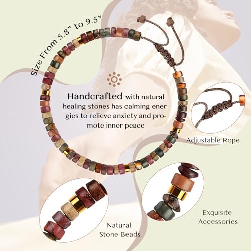 Inspirational Christmas Bracelet Gifts for Women: Healing Natural Stone Bracelet - Thinking of You Get Well Soon Birthday Gifts for Friend Sister Bestie BFF - Image 3