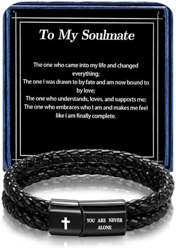 Christian Bracelet for Men, Bible Verse Leather Cross Gift for Men by Timekeeper-UnlockYourTreasureofTime