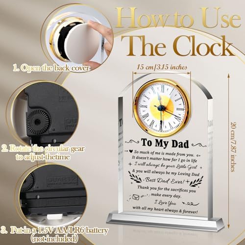 Landical to My Dad Clock Gifts from Daughter Son Acrylic Gift for Father - Image 2
