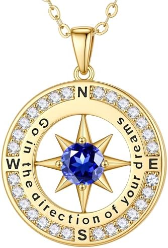 Turandoss 2026 Graduation Gifts for Women Her - 14K Gold Plated Compass Birthstone Necklace High School College Graduation Gifts for Women Family by TurandossJewelry