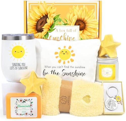 Get Well Soon Gift Baskets for Women, 9pcs Care Package for Women, After Surgery Recovery Gifts, Feel Better Set Thinking Of You - Sending You Hug Sunshine Box for Sick Friend by SuhctuptxAccompanyUInLife