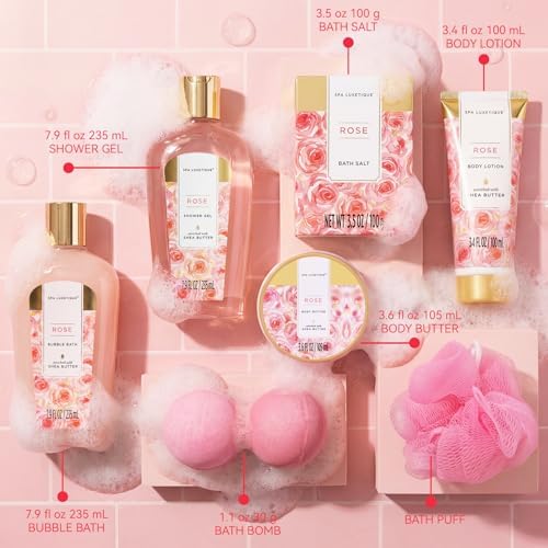 spa luxetique Gift Set for Women, Bath Sets for Women Gift, 8 Pcs Rose Spa Basket Includes Bubble Bath, Shower Gel, Body Lotion, Mom Birthday Gifts, Christmas Gifts for Her - Image 2