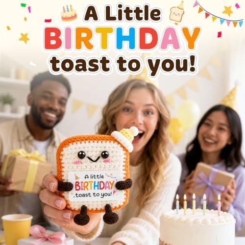 OASSIE Birthday Gifts for Women Men - Positive Crochet Toast Decor - Image 2