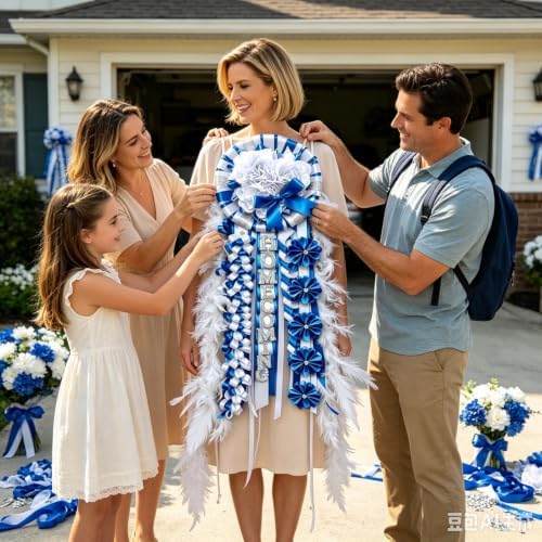 31'' Advanced Large Homecoming Mum Supplies Luxury Silk Homcoming Mum Flower with Feather for Clothes Fabric Satin Ribbon Senior Night Back to School Week Party Decor - Image 5