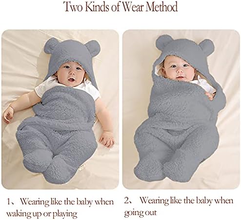 Nunibum Baby Swaddle Blanket Boys Girls Cute Bear Plush Essential Receiving Blanket Ultra-Soft Newborn Registry Sleeping Wraps for Infant 0-6 Months - Grey - Image 5