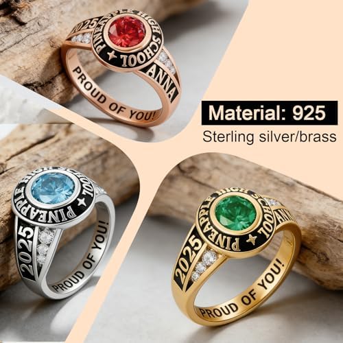 925 Sterling Silver 2026 Class Rings for women Men, Custom College High School Graduation Rings for Men 2026, Graduation Gifts for Her Him - Image 2