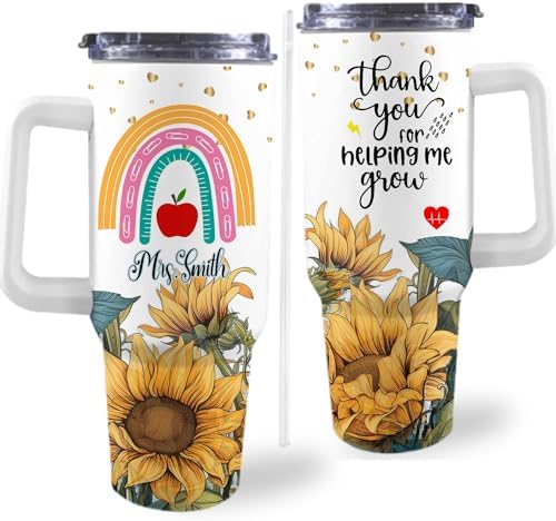Teacher Gifts For Women Men, Personalized Stainless Steel 40oz Tumbler with Handle and Straw For Teacher Appreciation Gifts from Students, Custom Teacher Tumbler for Teachers Day, Birthday by Artsadd