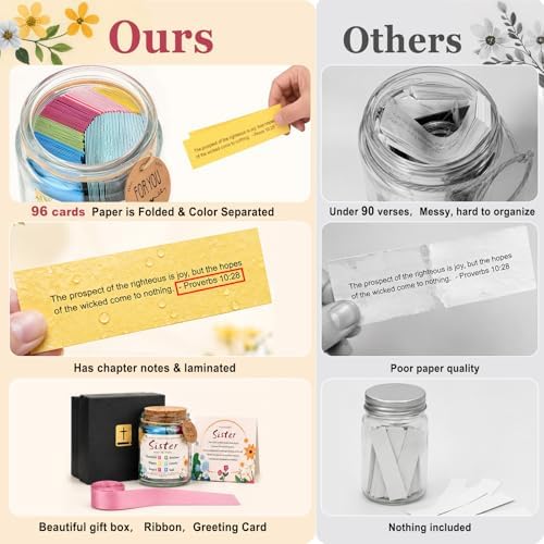 Bible Verse Jar for Sisters, Faith Encouragement Gift with Color-Coded Verses, Ideal for Birthdays, Christmas, and Mother’s Day. A heartwarming spiritual companion for Christian women and girls. - Image 3