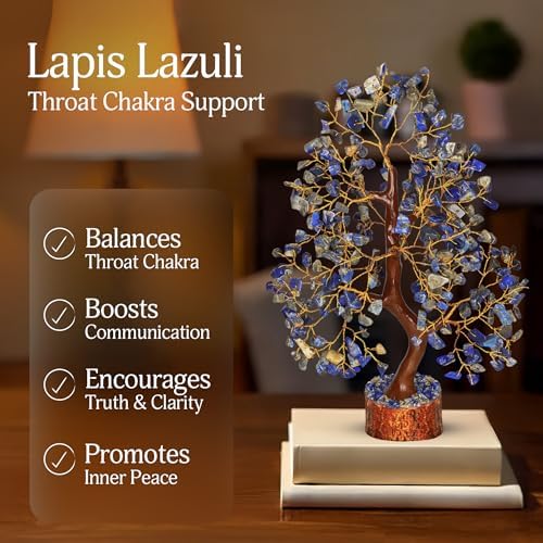 YATSKIA Lapis Lazuli Crystal Tree | Healing Crystal Gemstone Tree Decor | Home Office Decor | Housewarming Gifts New Home | Birthday Gifts for Women | 10 Inch 300 Beads - Image 3