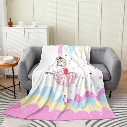 Erosebridal Geometric Flannel Blanket Queen Inch Ballerinas Fleece Blanket Love Heart Pentagram Girly Fuzzy Plush Throw Triangle Circle Ballet Living Room Decor by Erosebridal