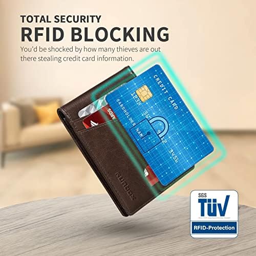 RUNBOX AirTag-Wallet-Mens-Slim-RFID Blocking Wallets Leather with Bill Compartment Air Tag Bifold Card Holder Wallet Gifts for Men Dad - Image 6
