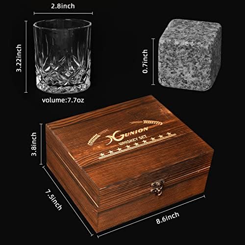 Xgunion Whiskey Stones Gift Set 2 Glasses 8 Granite Rocks with Tongs - Image 3