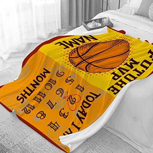 Personalized Baby Month Blanket Name Blanket | Monthly Milestone Blanket for Newborn Boy Girl | 30"x40" | Basketball Customized Throw Blanket with Name for Souvenir Gift - Image 2