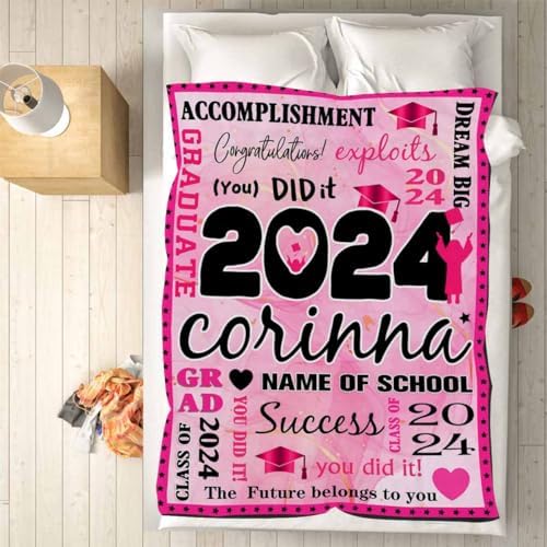 Custom Blanket With Text Blankets Customize with School College Name Personalized Blanket 2025 Graduation Blankets 32x48inch - Image 5