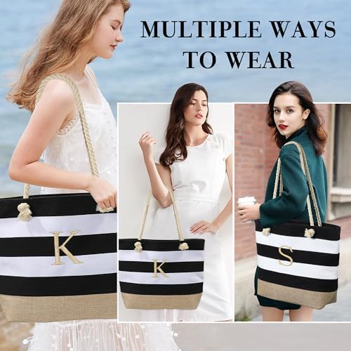 YOOLIFE Beach Bags for Women - Travel Canvas Beach Tote, Pool Waterproof Bag, Travel Essentials, Gifts for Women Birthday - Image 4