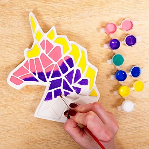 Creative Roots Paint Your Own Stepping Stones Multipack with Butterfly, Unicorn, & Heart, 3 Ceramic Stepping Stones (7 Inch Each), 18 Acrylic Paints, 3 Paintbrushes, Ages 8+ - Image 3