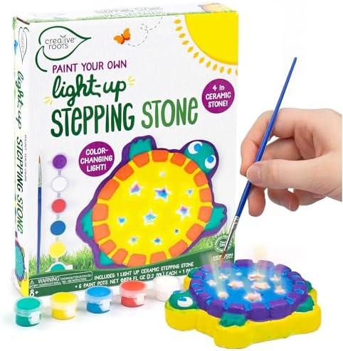 Creative Roots Paint Your Own Stepping Stone Kit, Mini Light Up Turtle by CreativeRoots
