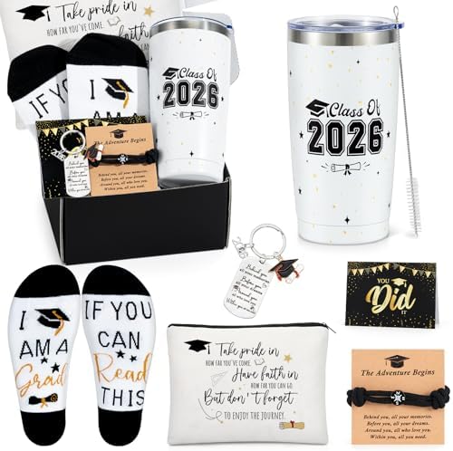 UAREHIBY 2026 Graduation Gift Box for her him,Congratulations Gift Basket,Funny College, Masters Degree, Phd, Nursing & Nurse, High School Grad Gifts for Women Men, Graduation Party Decorations by UAREHIBY