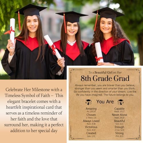 Graduation Gifts for Her- Class of 2026 Primary Middle High School College Grad Gift, Adjustable Stainless Steel Beaded Cross Bracelet for Girls & Women - Image 2