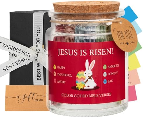 Bible Verse Jar,Emotion Scripture Prayer Card Holy Bible Jar,Jesus is risen by Qunrwe
