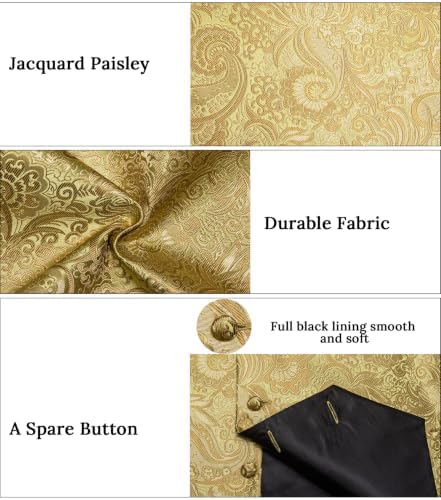 DiBanGu Mens Vest and Tie Set Formal Paisley Waistcoat and Necktie Pocket Square Cufflinks Silk Suit Vest for Tuxedo Wedding - Image 7
