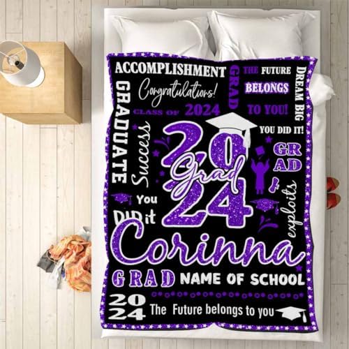 College Graduation Custom Picture Blanket Blanket Customize Personalized Senior Class of 2024 Blankets with Photo and Name Personalized Picture Collage Blanket 80x70inch - Image 5
