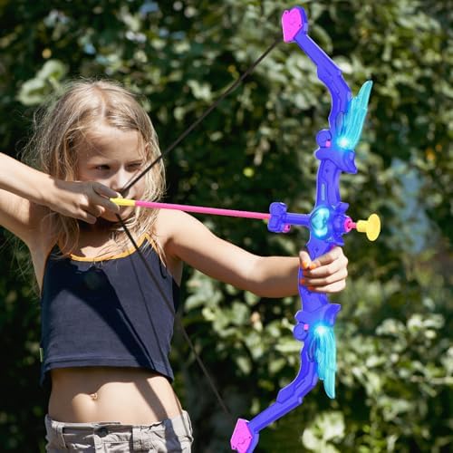 Kids Bow and Arrow Toy, Angel Light Up Archery Set W/ 10 Suction Cup Arrows, Targets & Quiver, Outdoor/Indoor Games for Kids Ages 4-7 8-12, Birthday Gifts for 4 5 6 7 8 9 10 11 12 Year Old Boys Girls - Image 2