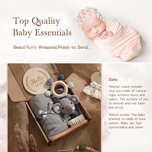 EERKEOD Baby Gift Set for Newborn New Baby Gift Set - Newborn Baby Essentials Baby Bath Set with Baby Blanket Baby Rattle - New Born Baby Girls Gift & Baby Boy Gifts for Baby Shower - Image 5