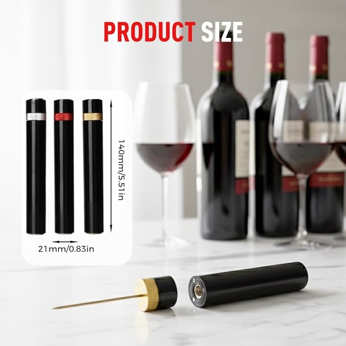 Wine Bottle Opener, Pocket Air Pressure Pump Wine Bottle Opener, Portable Wines Cork Open Bottles Tool, Mini Travel Corkscrew Quick Bottles Opening for Home Restaurant Party (Gold)
